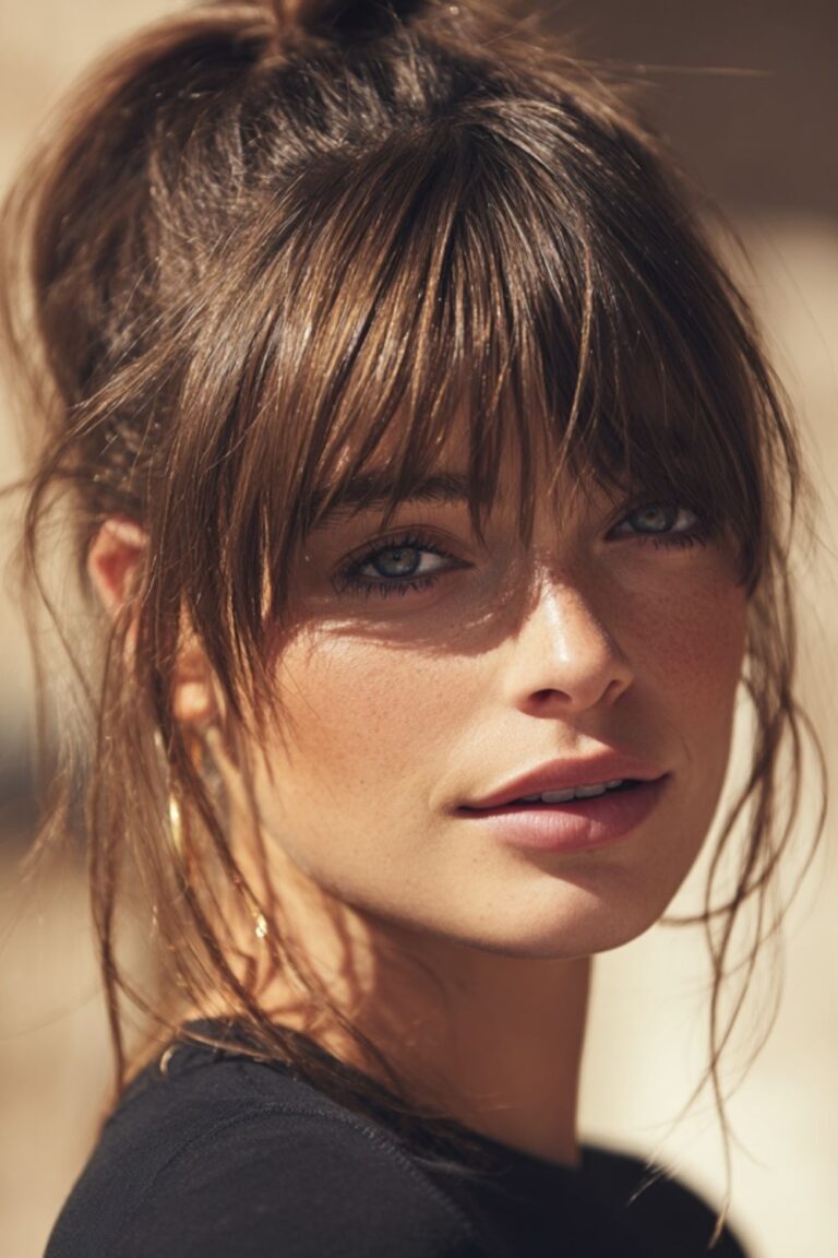 Sleek Ponytail and Bangs Combo Looks