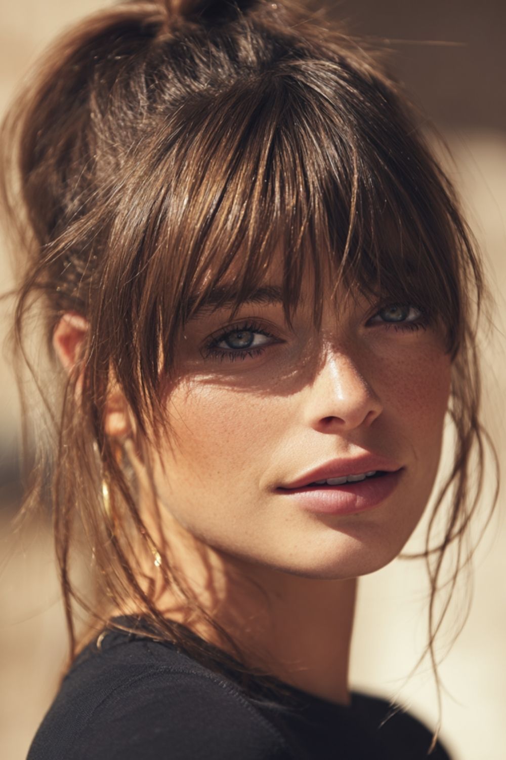 Sleek Ponytail and Bangs Combo Looks