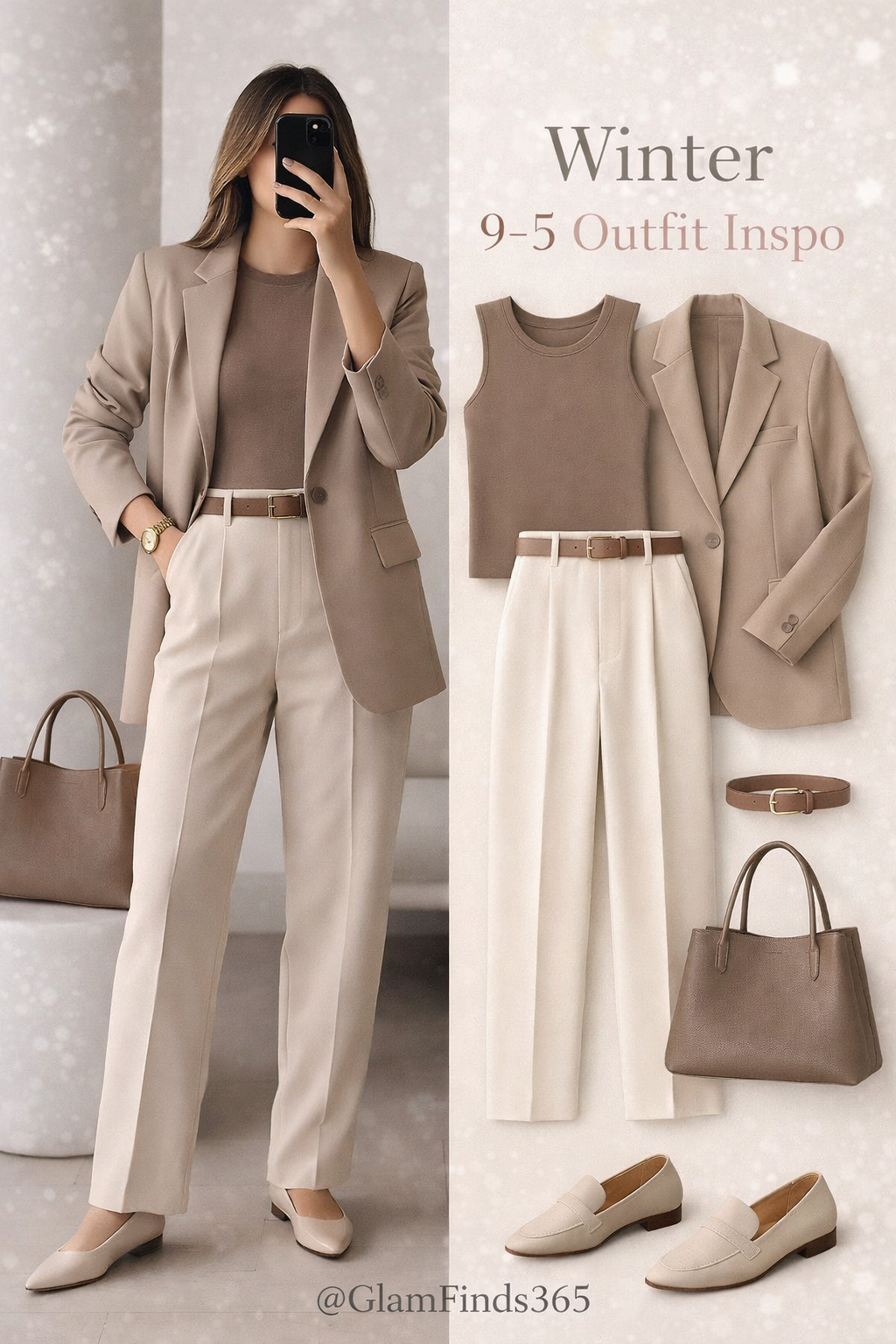 Neutral. Polished. Powerful. This is winter office style done right 🤍