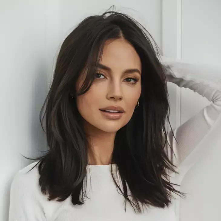 Длинные многослойные стрижки для овального лица