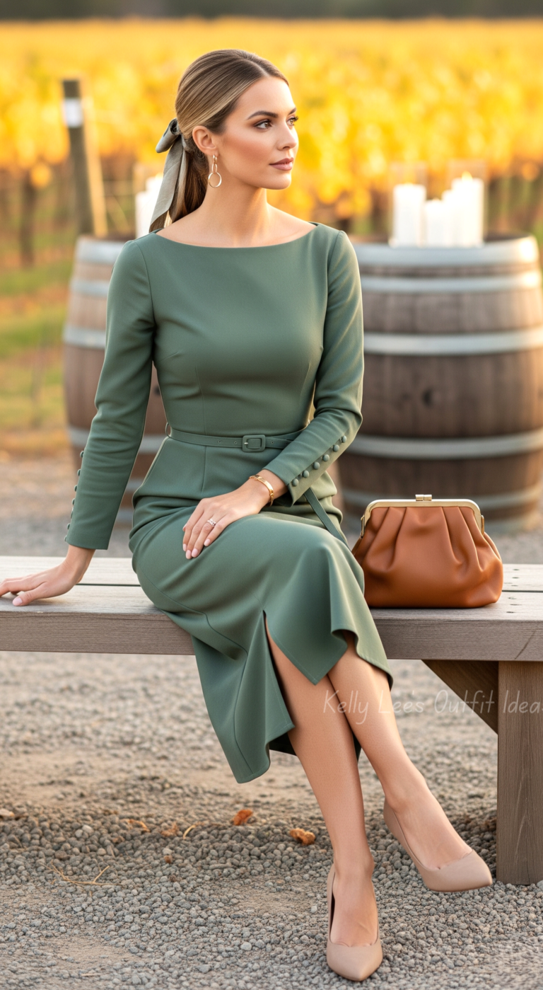 eucalyptus Midi Dress with Belt