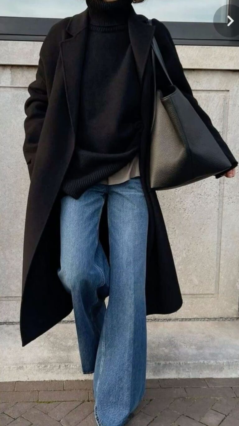Пальто эстетика. Черное пальто