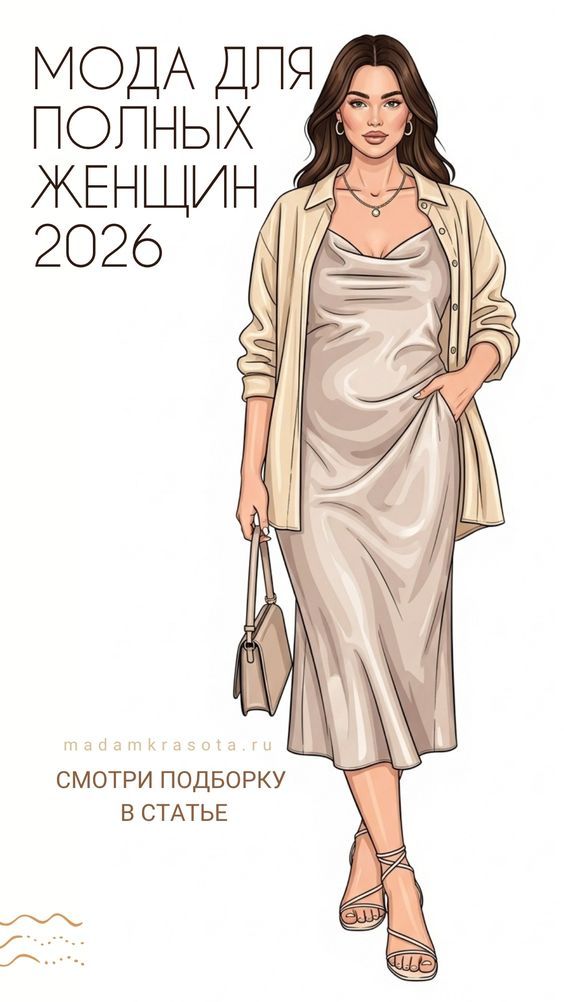 Мода для полных 2026: 15 образов, которые стройнят