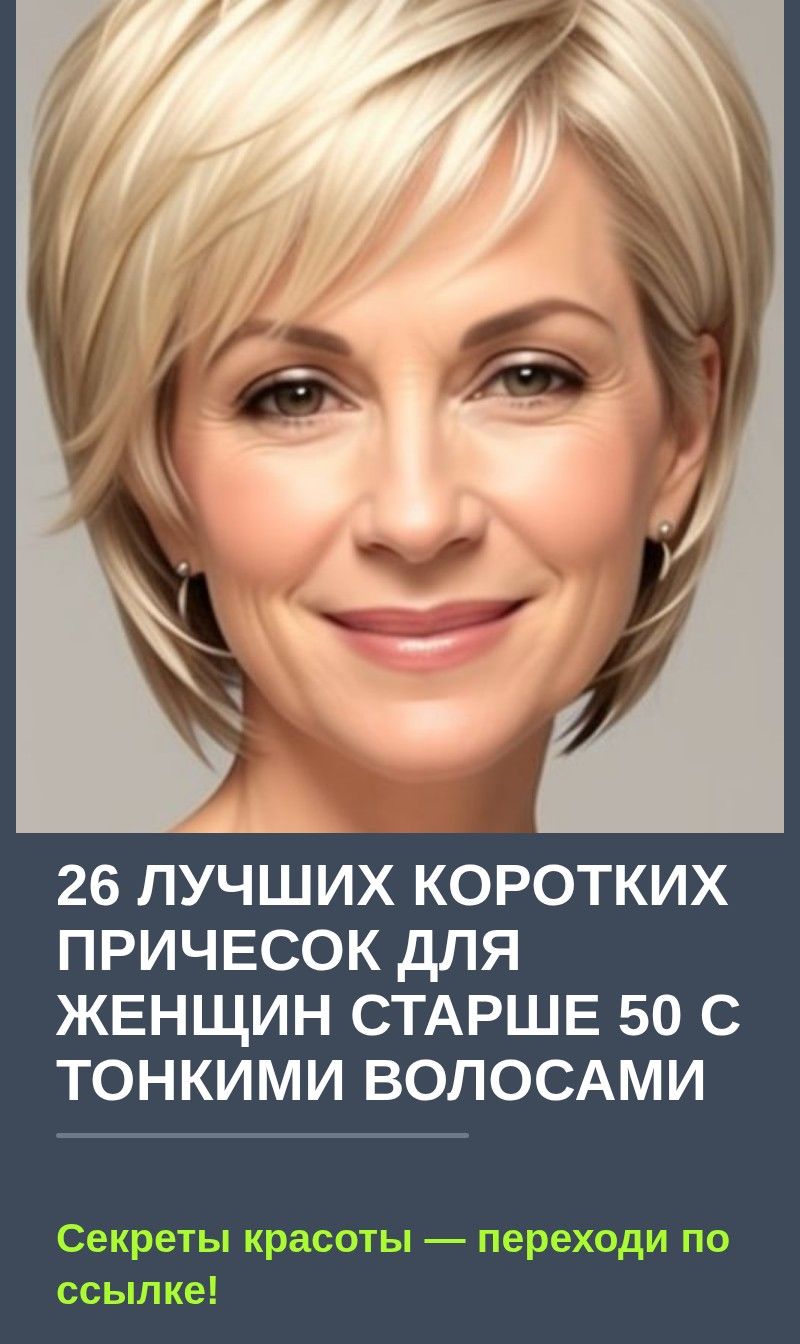 26 лучших коротких причесок для женщин старше 50 с тонкими волосами