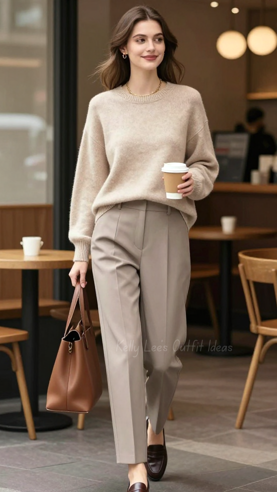 Minimal Neutral Coffee Shop Look