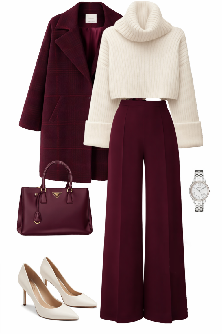 🍷 Burgundy & Cream Chic | Luxury Winter Outfit 🍂