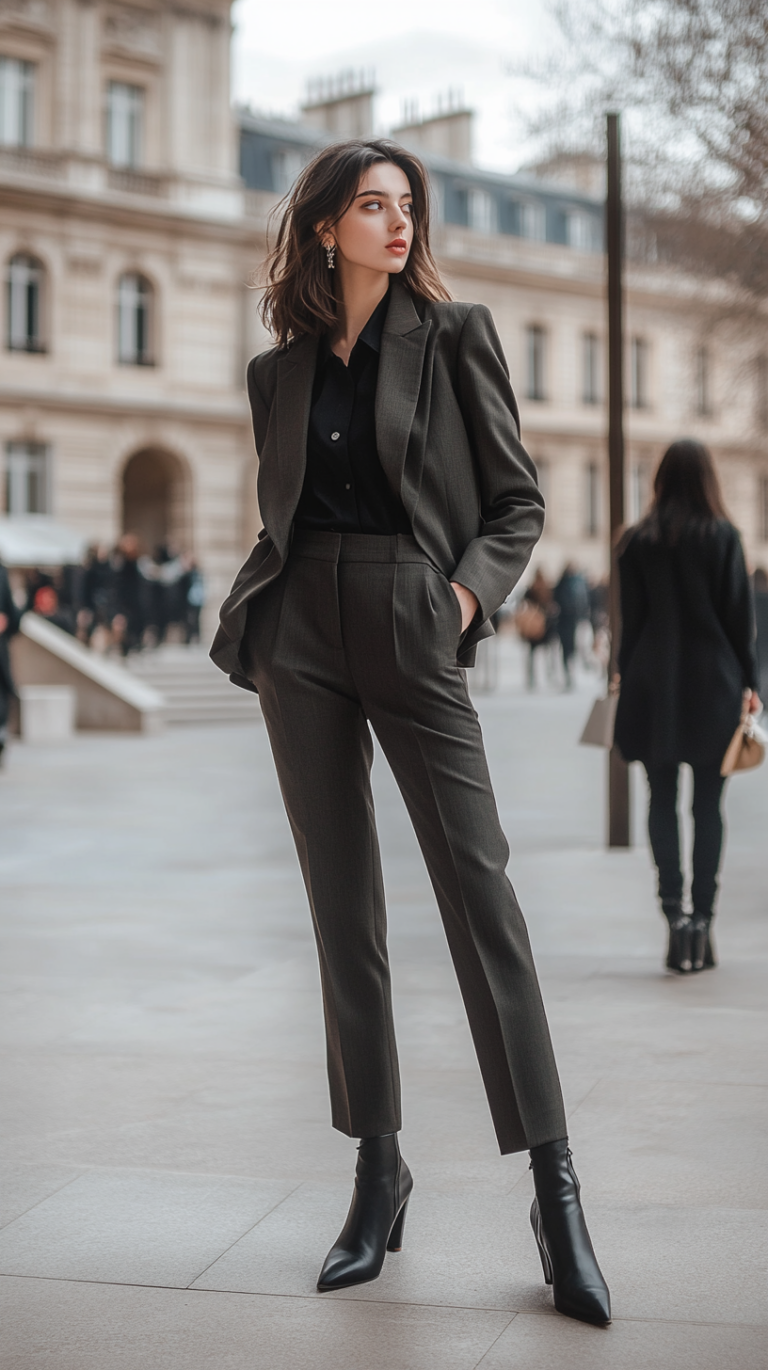 Элегантный образ на модном показе в Париже: blazer и высокие брюки