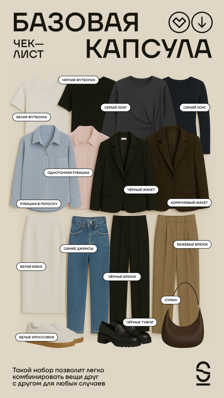 Чек лист базовой капсулы, база для весны, лаконичный стиль