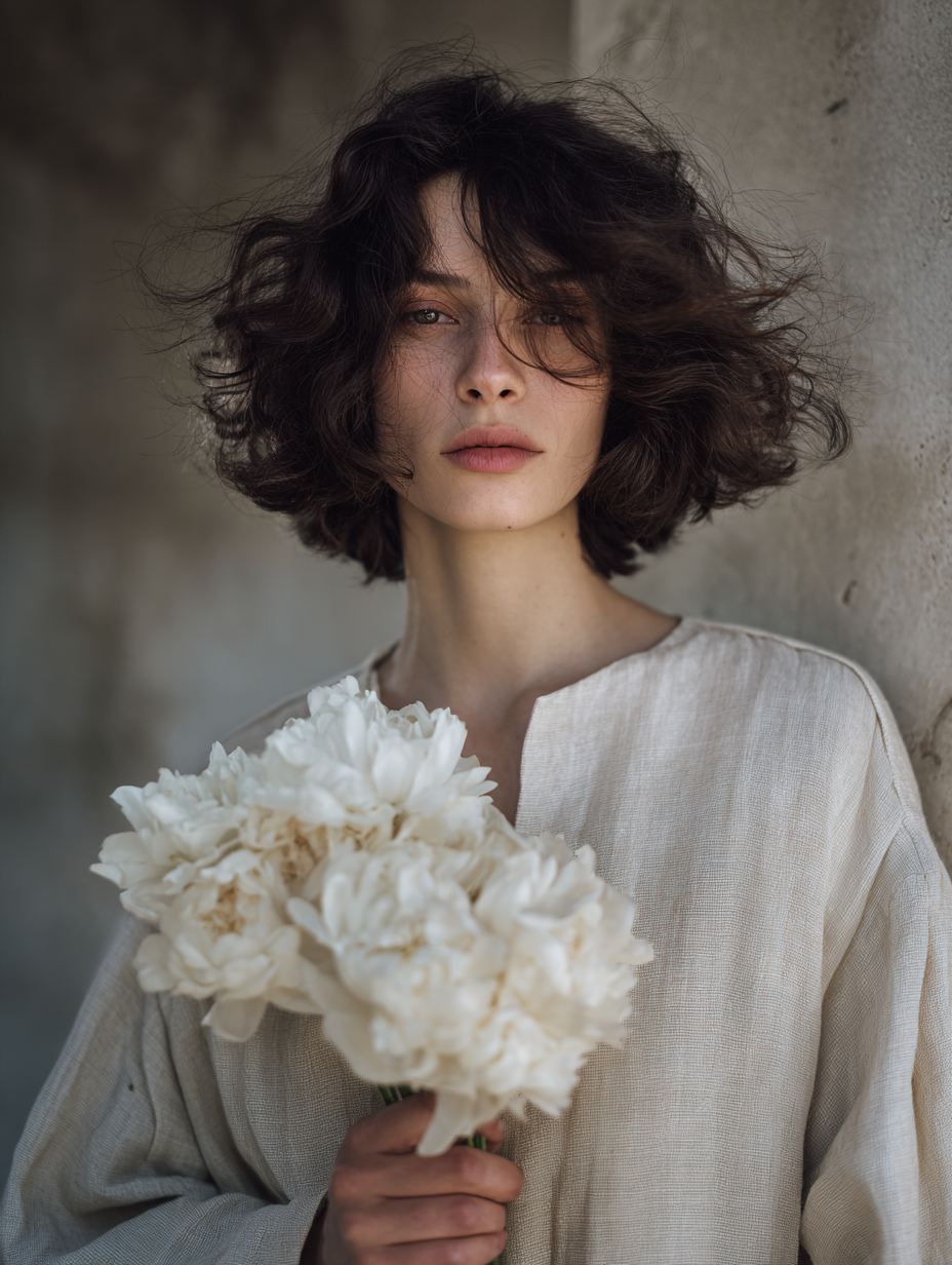 Natural Elegance | Linen & White Peonies Aesthetic