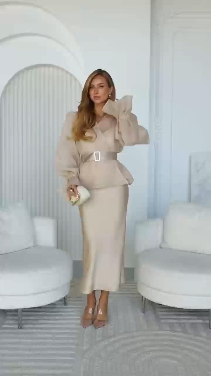 Sheer Blouse & Slip Dress Set