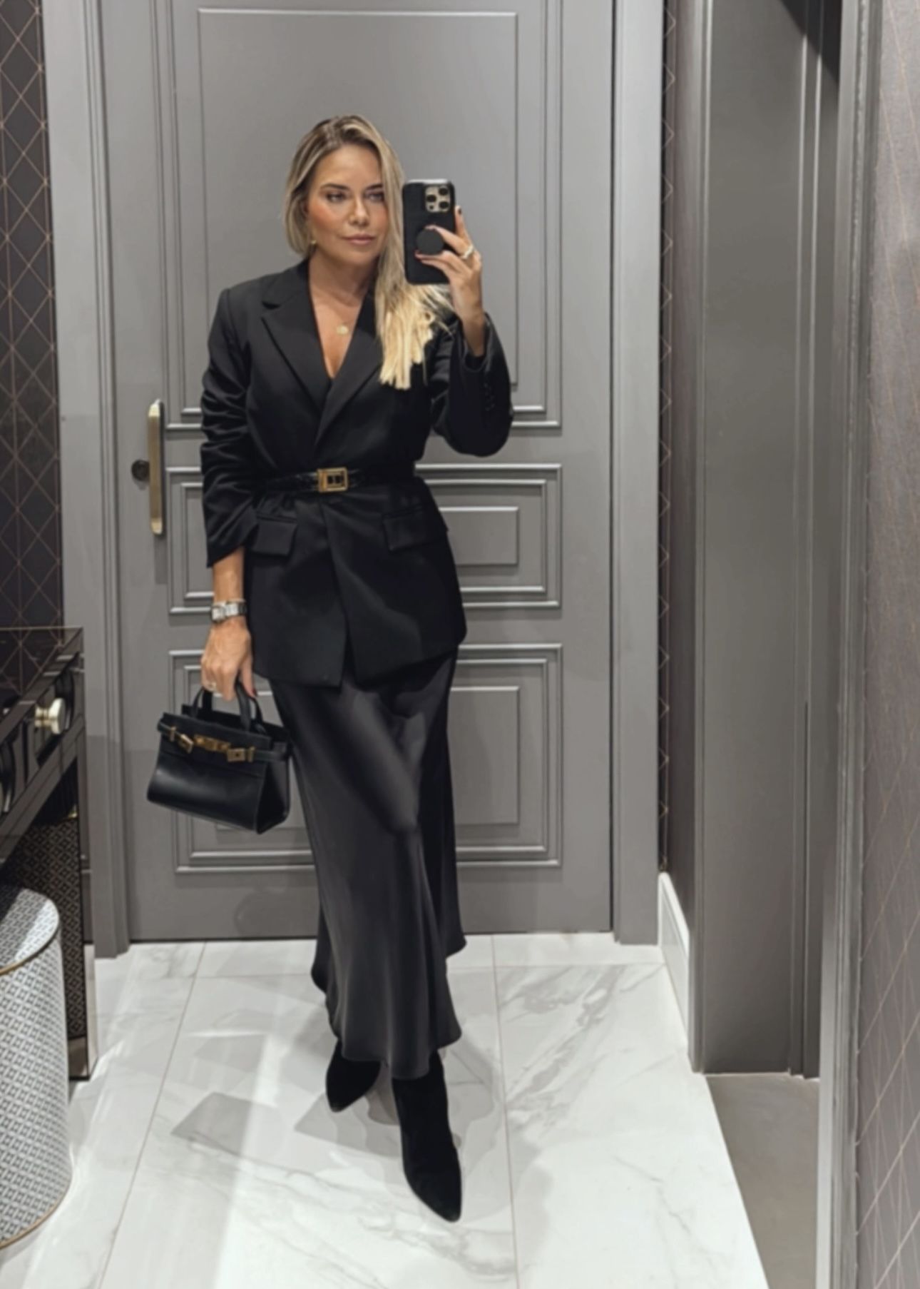 Blazer com saia cetim