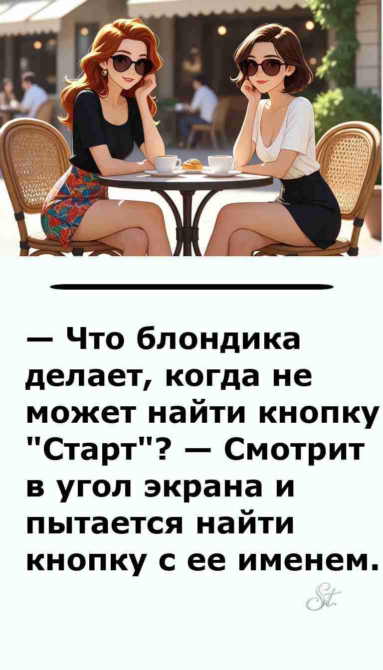 Блондинка и кнопка Старт смешной анекдот о женщинах